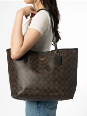 Coach Brown and Black Signature City Tote